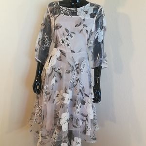 Order Plus Sheer Pale Lilac and Grey Formal Dress